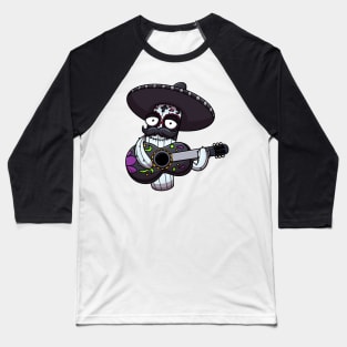 Mexican Sugar Skull Cactus Playing Guitar Baseball T-Shirt